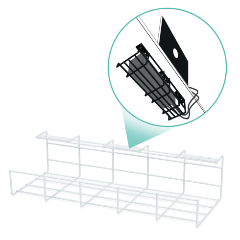 LIVIVO Under Desk Cable Tray – Steel Wire Organiser White